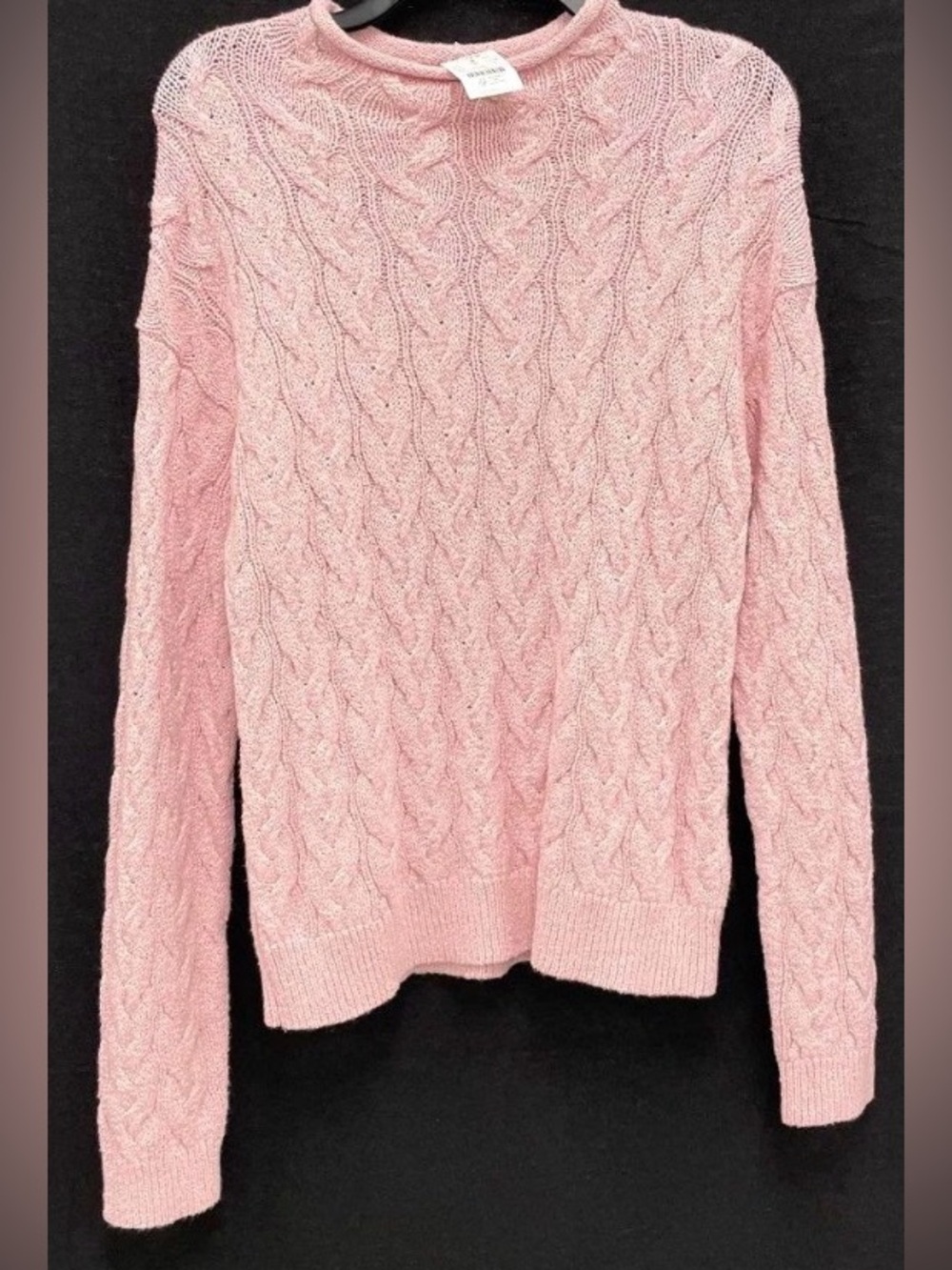 NWT Large LG J. Crew Pink Cable-Knit Rollneck Type Sweater Cotton acrylic blend